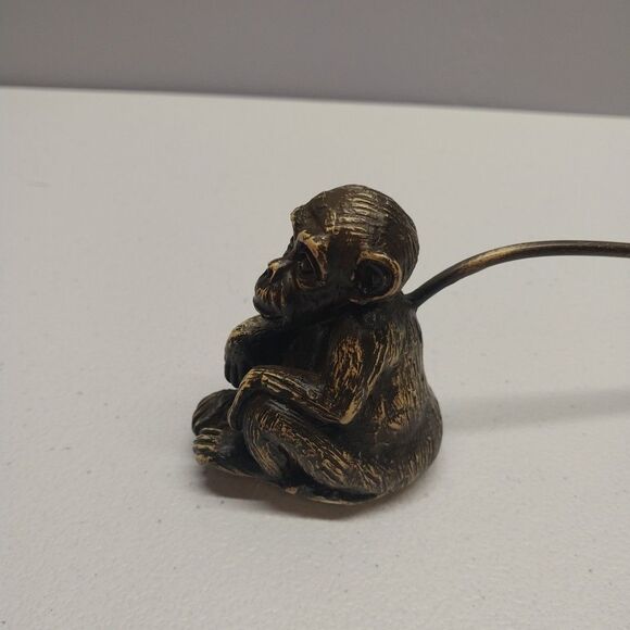 Vintage Monkey Chimpanzee Candle Snuffer Carved Resin & Wood Safari Decorative - Picture 2 of 9